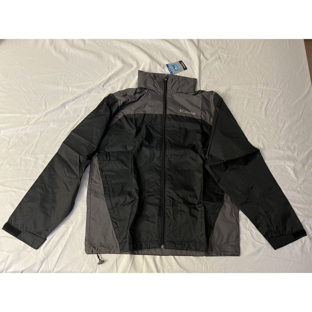 Columbia NWT Mens Glennaker Lake Rain Jacket Black Nylon Hood Waterproof Size M